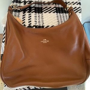 Coach bag (outlet) saddle brown and gold trim leather bag. Excellent shape!